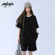 MJ STYLE短袖短褲套裝女2025夏季女裝新款潮流運動(dòng)休閑家居服套裝t恤褲子