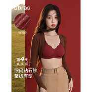 ubras虞書欣同款鉆石紗夾心軟支撐花瓣杯文胸內(nèi)衣女胸罩 背心-絲絨紅 L