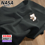 NASA MARVEL純棉短袖男t恤2025新款貓咪半袖男女夏季體恤青少年百搭潮流男裝 CT022灰色 2XL （建議150-165斤）