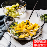 微波爐專(zhuān)用透明玻璃碗家用水果沙拉碗耐高溫餐具耐熱大湯碗泡面碗 無(wú)鉛玻璃碗（中號14.5cm）