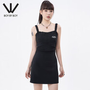BOY BY BOY商場(chǎng)同款潮牌女裝25春新品修身微彈A擺裙連衣裙W17004 黑色 L