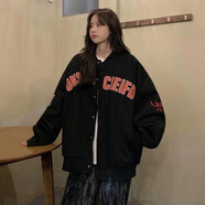 FHHUABD新款甜美碎花翻領(lǐng)牛仔外套女2024秋冬季加絨加厚寬松百搭夾克上衣 A32黑色 【雙層寬松版】 S 【建議80斤內】