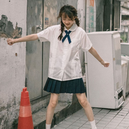 小野七天日系jk襯衫制服裙風(fēng)琴褶短袖泰式校服男女學(xué)生夏裝上衣 娃娃領(lǐng)短袖襯衫女 不含領(lǐng)結 M