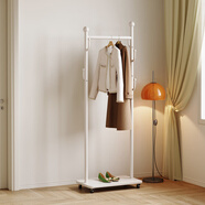 庭許現代時(shí)尚衣帽架落地臥室掛衣架可移動(dòng)多功能室內掛衣桿簡(jiǎn)約衣服架 631【加粗加高-帶輪】白色60CM