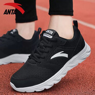 anta kids安踏男鞋夏季2025新款透氣運動(dòng)鞋男士跑鞋休閑白鞋子 5581-6黑/安踏白 40