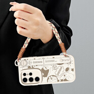 瀚泓源【哆啦A夢(mèng)授權】三星s25手機殼samsung新款s25+腕帶s25ultra支架s24+斜跨背帶防摔全包保護套 古董白-白底線(xiàn)稿哆啦【短手繩】 三星 Galaxy S25/s24