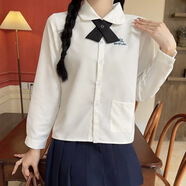 XCFREHT【1萬人好評(píng)】泰式校服女孩學(xué)院風(fēng)襯衫短袖款jk制服女夏季刺繡紫 泰式白(長袖+領(lǐng)結(jié)單件) XS 【建議85斤以下】