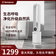 西屋（Westinghouse）無葉風(fēng)扇電風(fēng)扇家用落地扇直流變頻無葉扇靜音風(fēng)扇柔風(fēng)定時遙控輕音塔扇負離子凈化母嬰立式電扇 【天鵝白】負離子凈化+雙重凈化+HEPA過濾