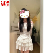 莜仙格純欲甜辣套裝裙女修身顯瘦長袖一字肩上衣辣妹高腰蛋糕短裙兩件套 單件版雪紡裙 S 80-90斤