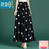 斐特瑪2025夏季黑色雪紡波點(diǎn)半身裙仙女裙子清新印花大碼松緊腰大擺長(cháng)裙 黑底大白點(diǎn) 雪紡長(cháng)裙 S 裙長(cháng)85厘米