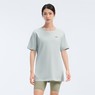 龍獅戴爾圓領(lǐng)薄款彈力T恤夏季簡約純色基礎(chǔ)短袖女款顯瘦百搭上衣 湖水綠 M 165/84A