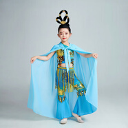 吉賽倫西游記服裝兒童 鐵扇公主服裝蜘蛛精白骨精玉兔觀音嫦娥演出演出 藍色上衣褲子披風加頭飾 M 110c