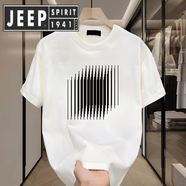 JEEP SPIRIT吉普夏季新款潮牌短袖體恤痞帥個(gè)性潮流上衣 白色【前大圖K1021 四角豎條紋】 M 建議100-120斤