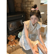 夢琪嵐甜美減齡碎花短裙連衣裙女夏季木耳邊圓領(lǐng)娃娃領(lǐng)小飛袖寬松裙子潮 連衣裙 均碼 70-160