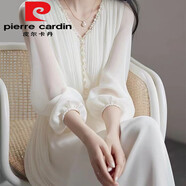 皮爾卡丹（pierre cardin）夏法式輕奢感超好看正式場(chǎng)合氣質(zhì)絕美度假白色雪紡連衣裙高級(jí)感 白色(少量現(xiàn)貨) L 【建議110-130斤】