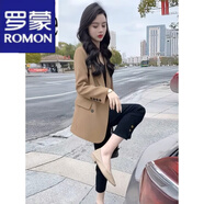 羅蒙（ROMON）輕奢女裝咖色小西裝外套女2024春夏季新款韓版休閑顯氣質(zhì)百搭西服 卡其色 L