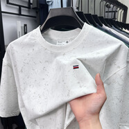 TOMMY JEANS湯米Tommy短袖T恤男寬松夏季圓領(lǐng)休閑男裝潮流吸汗透氣刺繡薄款T 白高端休閑抗皺商務(wù) L 170125-135斤】