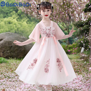 巴帝巴帝（Badibadi）女童漢服連衣裙夏裝2025新款兒童裙子夏季小女孩中國(guó)風(fēng)公主裙夏款 110粉色 110