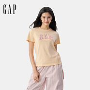 GAP女裝2025春季新款純棉發(fā)泡膠印logo短袖T恤常規休閑上衣727460 橘粉色 L (170/88A) 亞洲尺碼