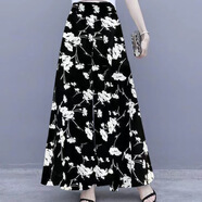 HUALIN FASHION大碼新款闊腿褲女2025夏季薄款闊腿褲寬松顯瘦時尚休閑褲子 小白花闊腿裙褲 055# M 100斤內(nèi)