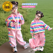 G. DUCKKIDS小黃鴨女童連衣裙春秋2025新款寶寶公主裙子春裝彩虹條紋春季兒童 小黃鴨彩條 120 cm