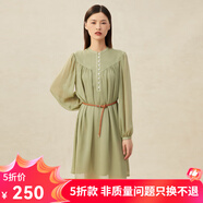 哥弟真的好（GIRDEAR）女裝寬松泡泡袖連衣裙（附吊帶裙、腰帶）A500194 綠 L (4碼)