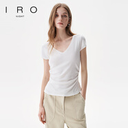 IRO NIGHT 正肩短袖T恤腰部抽褶收腰含萊賽爾法式輕奢25春夏新款 純凈白 S