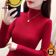 AEMAPE加絨加厚半高領(lǐng)毛衣打底衫長(cháng)袖2025春秋冬緊身針織衫女紅色本命年 MX-7201L_紅色 加絨 L _（117-127斤）