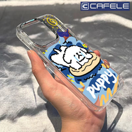 卡斐樂(lè)（Cafele）diy手機(jī)殼適用蘋果15手機(jī)殼16Pro新款情侶16輕奢14全包防摔13 電鍍鏡頭框-透明-LKYF沖浪板線條小狗 蘋果11PROMAX