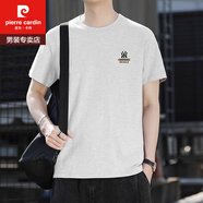皮爾卡丹（PIERRE CARDIN）純棉男士短袖t恤潮流半袖上衣服2025夏季薄款休閑體恤衫男裝 短袖T8328麻灰色 S 90-125斤
