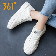 361°板鞋女鞋2025秋季款361度白色皮面防水女士休閑滑板鞋小白鞋子女R 羽毛白6610F 36