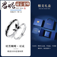 君魄蝴蝶情侶對(duì)戒999純銀一對(duì)2025新款輕奢小眾ins指環(huán)開口情人節(jié)禮物 純銀對(duì)戒（可調(diào)節(jié)大?。?【精美