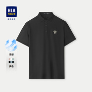 海瀾之家（HLA）polo衫男短袖上衣夏季商務(wù)休閑涼感透氣簡約翻領(lǐng)體恤純色百搭半袖 黑色8T-柔軟透氣 XL (180) 建議76-82kg