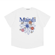 MARDI韓國Mardi短袖小雛菊花寬松情侶款臘腸狗金高銀T恤潮 金高銀白色多彩藍花(國內(nèi)現(xiàn)貨) 均碼 (韓國)