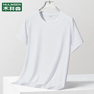 木林森冰絲網(wǎng)眼透氣運動短袖t恤男夏季薄款圓領(lǐng)寬松休閑上衣體恤 男白色 L