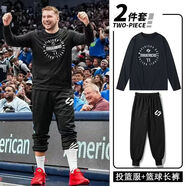 NBA KIDS-NBA東契奇投籃服長袖套裝運動熱身訓(xùn)練速干透氣T恤束腳寬松籃球長 東契奇黑色T恤+黑色褲子 M