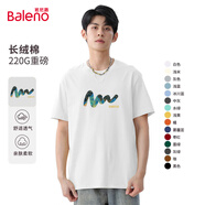 班尼路（Baleno）短袖t恤男220g重磅純棉體恤情侶款上衣青少年百搭打底衫休閑透氣 白#MB隨筆山水 L