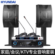 HYUNDAI現(xiàn)代中小型會議室音響套裝壁掛式音箱藍(lán)牙功放無線話筒組合教學(xué)培 10吋音響+功放+2會議麥