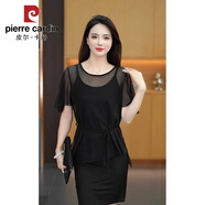 皮爾卡丹雪紡短款女2025新款網(wǎng)紗薄款冰絲上衣中長(cháng)款系帶收腰顯瘦酷夏衣服 黑色 XL 建議體重110-120斤