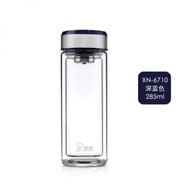 希諾（HEENOOR）雙層玻璃杯耐熱便攜商務(wù)男士泡茶杯 XN-6710 藍色 285ml 301-400ml