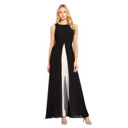 Adrianna Papell 女士黑白拼色連體褲裝 長(cháng)款宴會(huì )派對裙褲 黑色/象牙色 2
