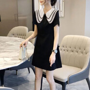 榮西圖（RONGXITU）清涼夏日韓版雪紡連衣裙顯瘦小仙女裙子 黑色 2XL 建議125-135斤