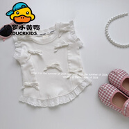 G.duck春秋夏款韓版兒童牛仔無(wú)袖馬甲背心牛仔裙褲套裝女童寶寶時(shí)髦洋氣 內搭白色蝴蝶結背心 90 cm