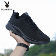 花花公子（PLAYBOY PHYSICAL）男鞋子夏季透氣網(wǎng)面休閑運(yùn)動(dòng)爸爸鞋百搭軟底休閑旅游鞋防滑男款 黑色 39  標(biāo)準(zhǔn)運(yùn)動(dòng)碼