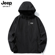 JEEP SPIRIT沖鋒衣男女三合一可拆卸戶(hù)外春秋季二件套工作服定制防水防風(fēng)外套 典雅黑色 春秋 女士 薄款 M
