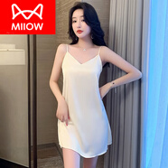 貓人（MiiOW）冰絲睡裙女士夏季薄款吊帶露背性感睡衣真綢絲涼感家居服夏天 XY3-331淺杏色 L