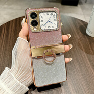 華為（HUAWEI）【原裝品質(zhì)】novaFlip手機殼新款高顏值漸變閃粉鉸鏈全包防摔簡約 星空女神 I 鉸鏈全包指環(huán)【金色】+2張內(nèi)屏水凝膜 華為nova Flip 折疊屏