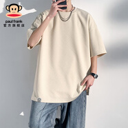 大嘴猴（paul frank）美式重磅華夫格短袖T恤男士夏季新款潮牌寬松休閑百搭男裝打底衫 杏色T187D【官方正品】 2XL 【建議145-165斤】