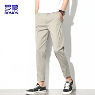 羅蒙（ROMON）休閑褲男夏季商務(wù)潮流運(yùn)動(dòng)男士寬松九分直筒褲子男裝LM03KZ灰色31