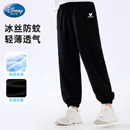 迪士尼兒童褲子夏2025冰絲透氣戶(hù)外運動(dòng)褲男童防蚊褲PBZPL3072 黑色110